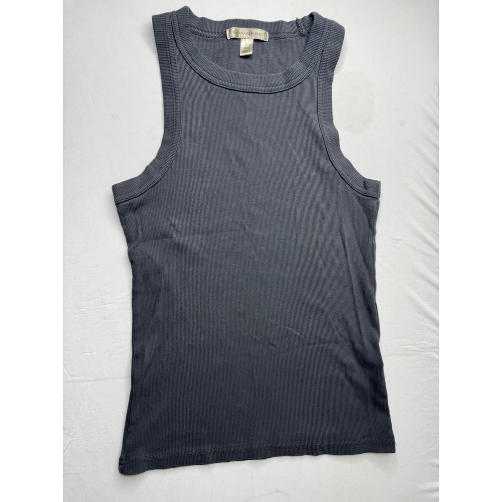 Banana Republic Womens Ribbed Tank Top Charcoal Gray Cotton Blend Size S